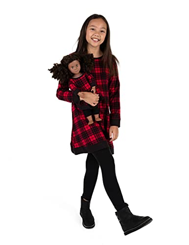Leveret Kids & Toddler Matching Doll & Girls Dress 100% Cotton Black & Red Plaid (Size 8 Years) #TOP3