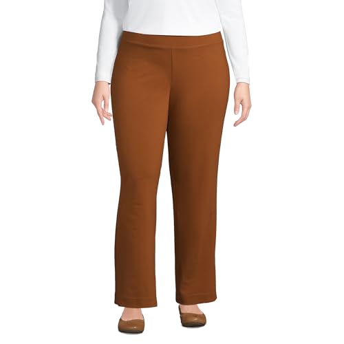 Lands' End Womens Starfish Straight Pants Dark Caramel Plus 2X