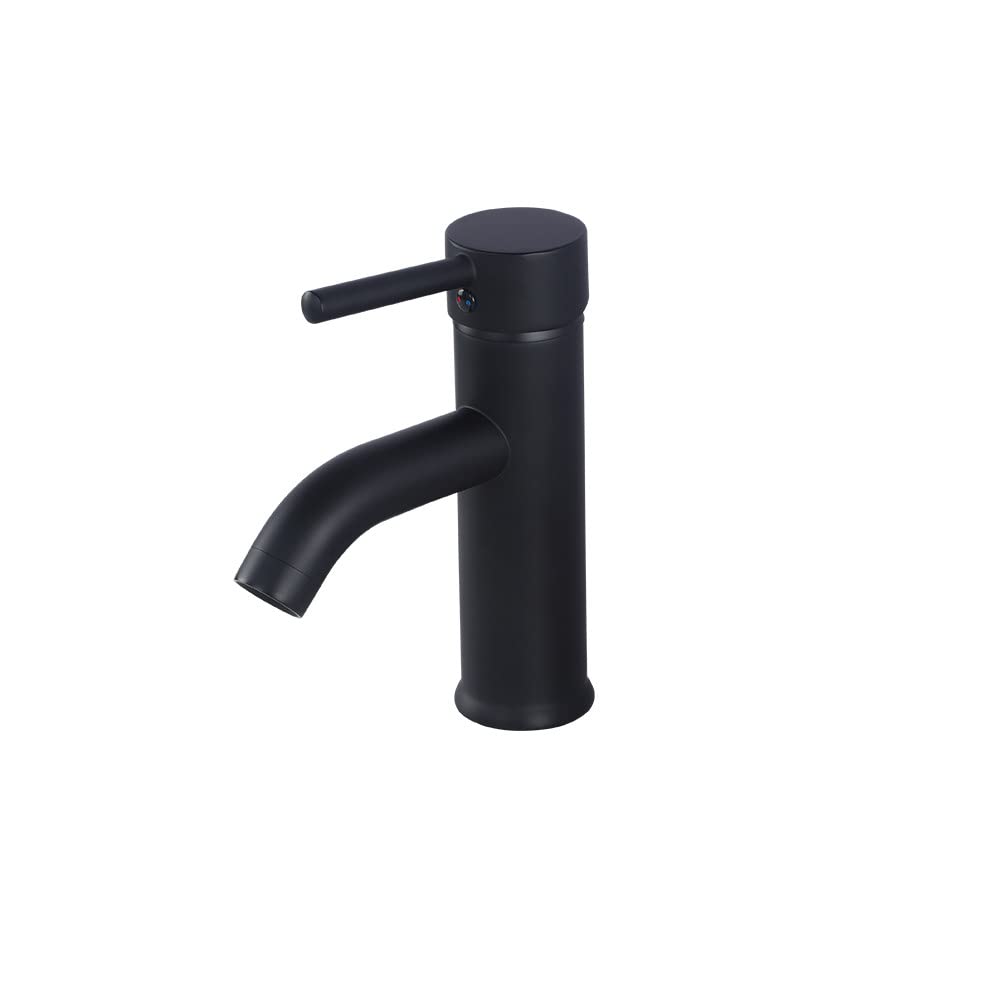 Mitigeur eau chaude et froide noir mat monotrou pour meuble vasque