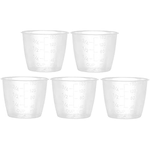 JCBIZ 5pcs Plastic Transparent Rice Measuring Cup 160ml Rice Cooker Measuring Cup for Dry and Liquid Ingredients Cover
