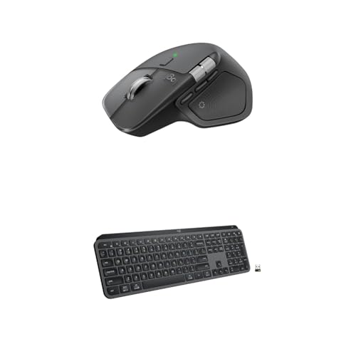 Image of Logitech MX Master 4 Ergonomic Wireless Bluetooth Mouse with Haptic Feedback + MX Keys S Wireless Bluetooth Keyboard with Backlit Low Profile Quiet Keys - USB-C, Windows, Linux, Chrome, Mac - Graphite