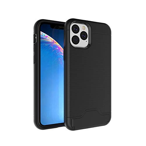 Coque iPhone 11 Pro antichoc noire en TPU ultra-mince et PC rigide avec porte-carte