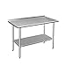 Rockpoint Carmona Tall NSF Stainless-Steel Commercial Kitchen Work Table with Backsplash and Adjustable Shelf, 48 x 24 Inch