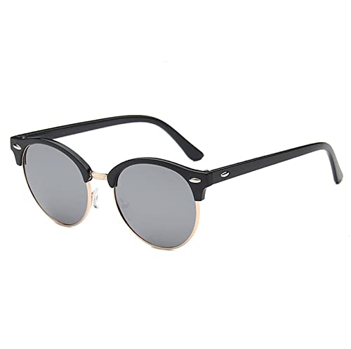 Image of AUGEN By Visions India Retro Vintage Round Abstract Unisex Sunglasses UV400 Protected Medium Size (Silver, 122)