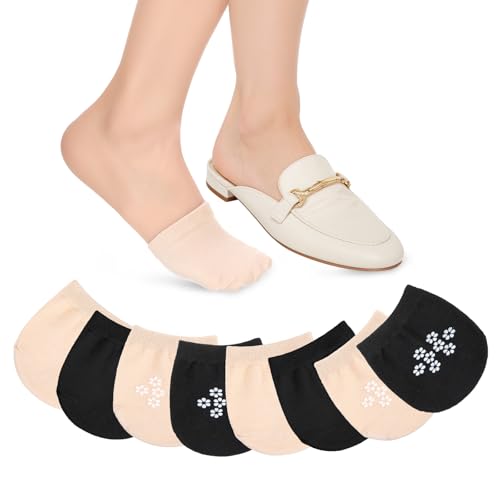 4 Pairs No Show Liner Half Socks Women Toe Topper Socks Hidden Grip Sock Soft Invisible Toe Covers