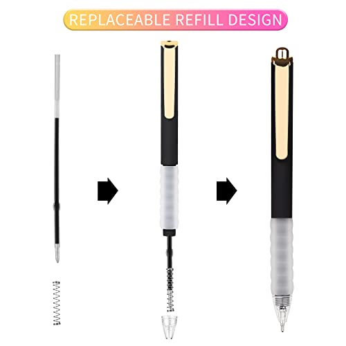 Huohuair 16 Pcs Pens（8 Pens+8 Refills） Fine Point Smooth Writing Pens, Personalized Ballpoint Pens, Flair Colorful Pens, Black Ink 1.0 Mm Journaling Pen, Office Supplies For Women & Men, Note Taking #TOP7