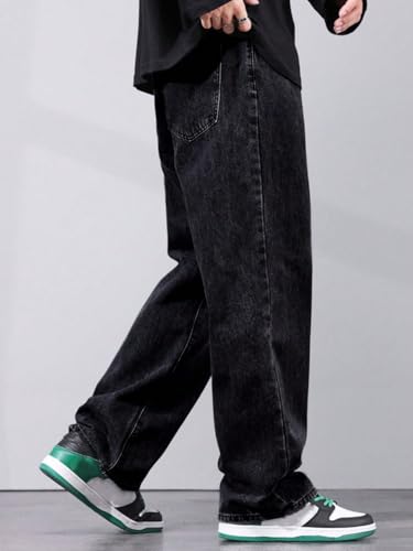 Image of dockstreet Men Baggy Denim Jeans in Pure 100% Cotton Denim || Stretchable (Jet Black) and Stretchable (Colored) Jeans || Unisex Designs||Jeans||