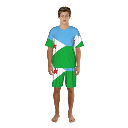 Pyjama respirant pour sommeil confortable : ensemble de nuit Drapeau de Djibouti