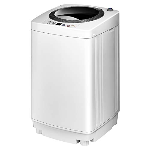 GIANTEX Machine à Laver Automatique 3,5 kg avec Pompe et Panneau de Commande, Contrôle du Niveau d&rsquo;eau et du Mode, Mini Lave-Linge avec Essoreuse 43 x 43 x 75 cm, Blanc