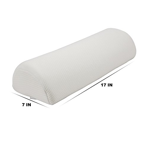 Half Moon Pillow - Half Cylinder Pillow Provides Best Support For Lumbar - Neck - Knee And Leg With Removable Poly-Cotton Cover (White). #TOP3