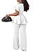 Women Two Piece Outfits Pants Suit Sets Peplum Pullover Tops Long Flared Pants Sets White XXL