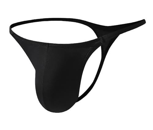 Men's Cotton G-String Sissy Style with 3D Pouch Black/Black/Black 3 Pack4