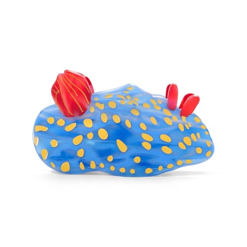 Ocean-Themed Hair Claw Clip – Blue & Red Sea Slug Design, 3.54 Inch, Shark Teeth Grip, Glossy Gold Accents – Durable Spring Clip Gift for Women & Girls