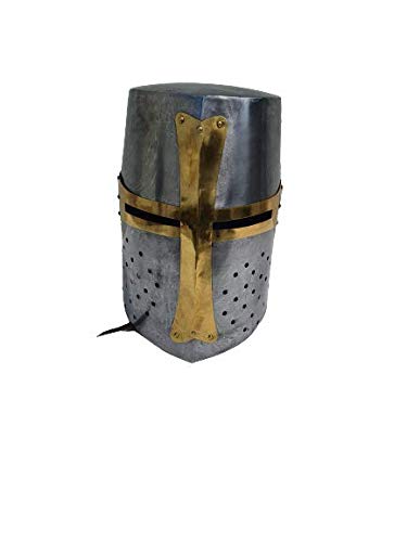 SCEXPORTS Crusader Helmet| Medieval Metal Knight Helmets|Premium Quality with Fitted Leather Liner | Dark Crusades Helmet Wearable for Adult | Medieval Costumes