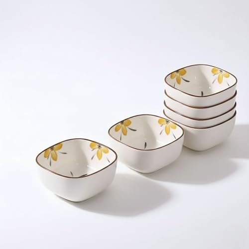 Image of YANCI 200ML Ceramic Dipping Bowls - Set of 6 | Microwave & Dishwasher Safe | Mini Bowls for Soy Sauce, Chutney, Ketchup, Jam & Spices | Elegant Tableware for Sushi & Snacks