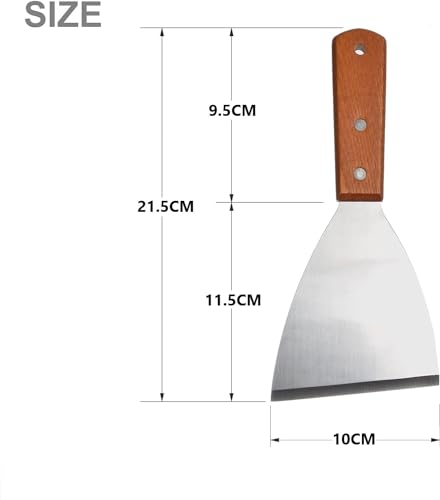 Image of Baskety Flat Spatula Griddle Spatula Metal Spatula Set Griddle Spatula Scraper Grill Spatula Scraper Slant Edge Grill Scraper for Teppanyaki BBQ Grill Griddle Scraper Barbecue Supplies Stainless Steel