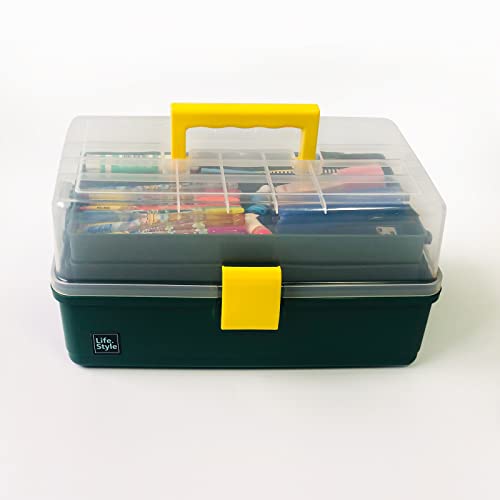 Belaxed 3 COLORS Layers Plastic Portable Storage Box With Tray, 13 Inches, Multipurpose Sewing Supplies Organizer, Case For Student, Art Crafts Organization thumb #1