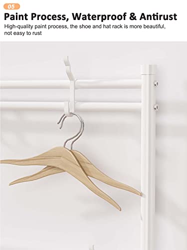Hall Tree With 5-Tier Shoe Shelf And 8 Adjustable Metal Hooks Coat Rack, Lightweight Metal Shoe Rack Organizer Multifunctional Coat Rack Shoe Shelf For Apartment Bedroom College Dorm And Entryway #TOP5
