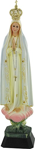 Ferrari & Arrighetti Statua Madonna di Fatima dipinta a mano con occhi di cristallo e strass (circa 35 cm)
