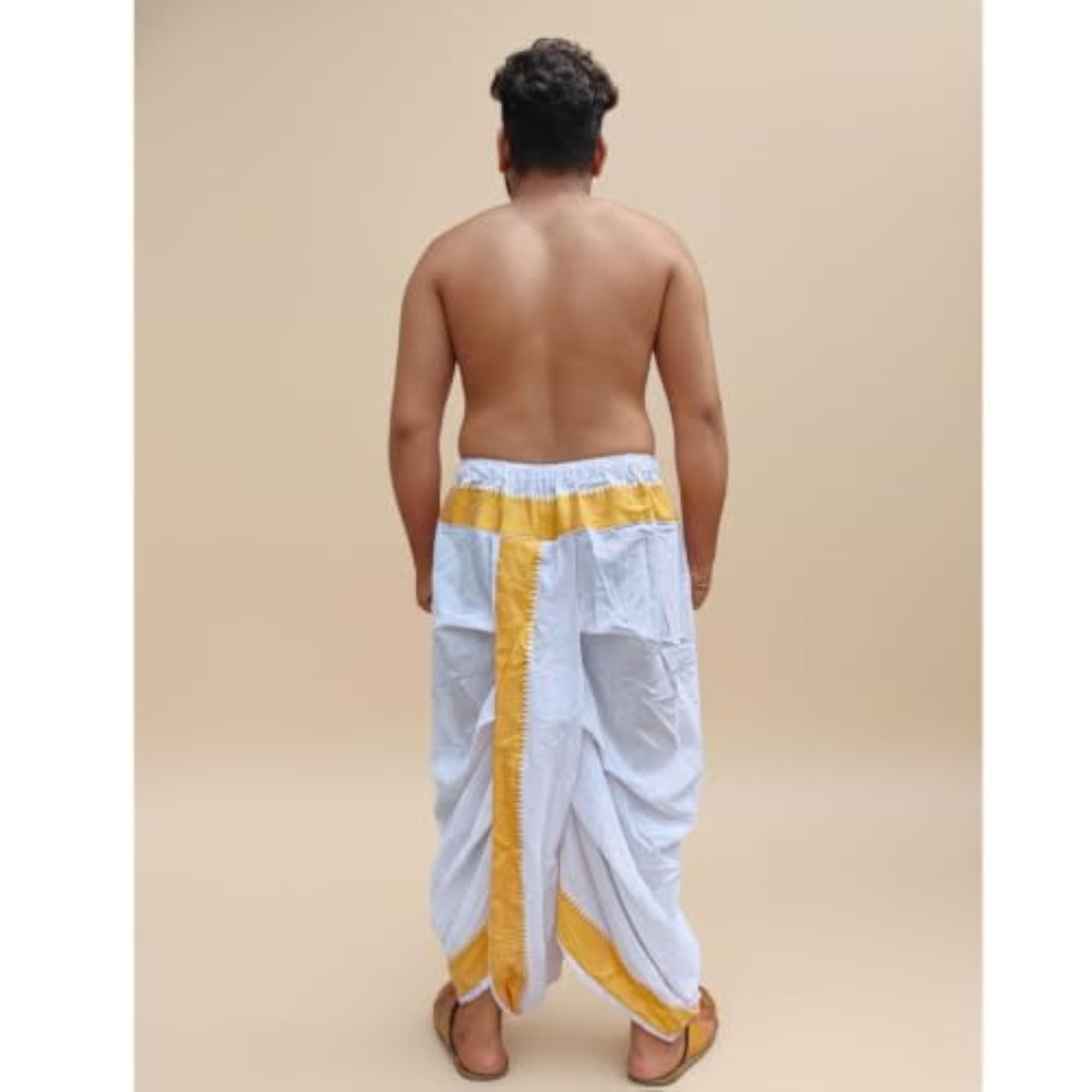 Pure Cotton Ready to Wear Orange Dhoti with Border