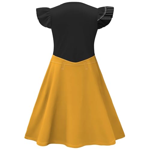 Girls Summer Dress Pop Demon Singer Outfit Cartoon Print Ruffle Sleeve Casual Dresses2