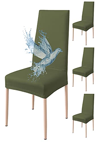 Poligino Lot de 4 Housses de Chaise Extensibles | Anti-Tache, Anti-Griffes, Lavable en Machine| Tissu Premium Certifié Oeko-TEX | Idéales Salle à Manger et...