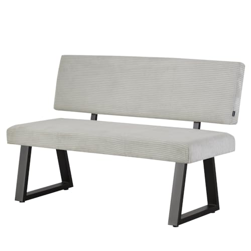 B&D home Sitzbank Sigfrid - Eckbank Esszimmer Mit Lehne, Sitzbank Flur, Pflegeleichter Bezug In Cord hellgrau, Kaltschaum-Polsterung, Für Esszimmer, Küche & Flur, 140 cm