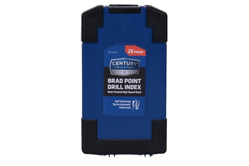 Image of Century Drill & Tool 37280 Brad Point Wood Bit Set, 25 Piece | cuts steel & wood, heat-resistant coating
