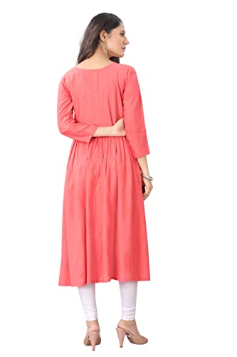 Image of KrazzyKudy Women's Rayon Embroidered Flared Kurtis