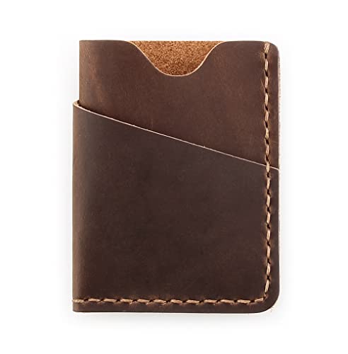 Robrasim Front Pocket Minimalist Slim Wallet, Handmade Genuine Leather Minimalist Credit Card Case Holder for Men & Women - Brown