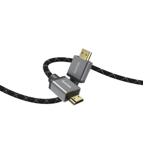 Hama Premium HDMI Kabel 3 Meter Ultra High Speed (Exzellentes Monitorkabel 4K / 8K, 48 Gbit/s, UHD Bildschirmkabel eARC, Ethernet, HDR, Aramidfaser Kabelmantel, HDMI 2.1 Kabel 120 Hz/60 Hz) 3m