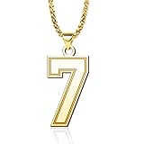 LuxglitterLin Jersey Football Number 7 Chain Necklace 18K Gold Plated Sport Number 25mm High Pendant