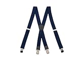 iSuper Suspenders for Men, Adjustable Wide Suspenders with Strong Clips X Shape Costume Heavy Duty (1.5in Width) (Navy)