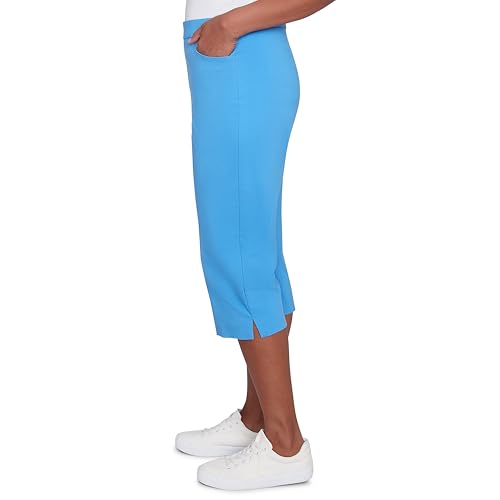 Alfred Dunner Women's Flat Front Allure Classic Clamdigger Pant Size Aqua4