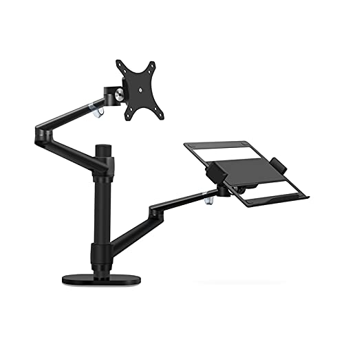 Soporte de monitor articulado para escritorio moderno que integra pantalla y laptop de 17-32