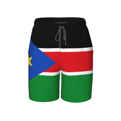 Flag of South Sudan Youth Beach Pants, Soft and Breathable, with Drawstring Waist, Suitable for Sports and Leisure.
