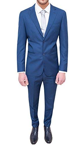 Costume homme complet slim fit bleu taille 54 vêtement cérémonie élégant formel
