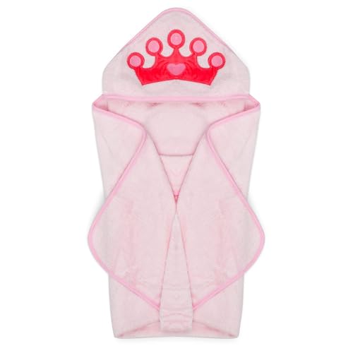 Natemia Baby Hooded Towel - Premium Ultra Soft Baby Bath Towel with Animal Design - Rayon from Bamboo Hooded Baby Towels for Newborn to Toddler - Made in Turkey - Perfect Baby Gifts - Pink Princess