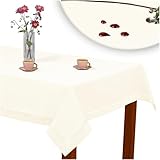 invitta Tischdecke Classic Elegance Champagner 140x200 cm, Uni Glatt Elegant mit 5 cm Kuvertsaum Fleckabweisend mit Lotuseffekt 100prozent Polyester, O5 H200 377