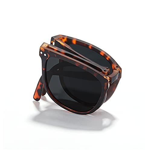 Cyxus Sonnenbrille Herren Damen Faltbare Leichtes TR90 Polarisiert Sonnenbrille UV 400 für Fahren Angeln Reisen (02Schildpatt)