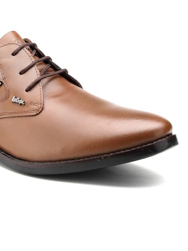 Image of Lee Cooper LC2024B3R Men's Leather Derby Formal Shoes | Lightweight, Comfortable & Stylish Lace-Ups for Office, Business