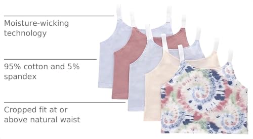 Hanes Girls' Originals Crop Cami Pack, Moisture Wicking Cotton Blend Tank, 5-Pack - image 4