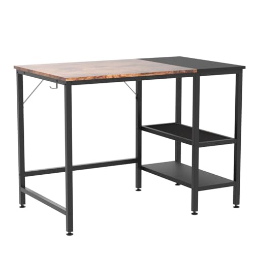 HOMIDEC Office Desk, Computer Desk With Bookshelf, 100 x 50 x 75 cm Study Writing PC Desk for Home Working with Storage Shelves, Desks & Workstations for Home Office Bedroom - Image 6