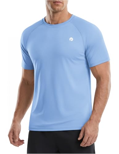 Image of PINSPARK Workout Shirts for Men UPF 50+ Quick Dry Athletic Gym Tee Shirts Mens Short Sleeve Running Cooling Swimming T-Shirt