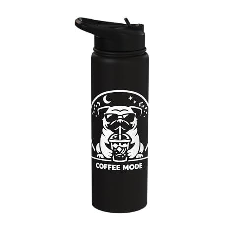 Pug Drinking Iced Coffee Lover Humor Funny Dog Meme Stainless Steel Insulated Water Bottle