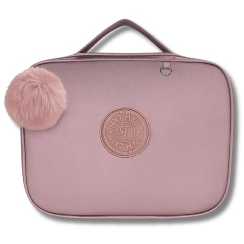 Estojo Escolar Cintilante Box Grande Com Pompom | Espaço para 100 Lápis e Com 24 Elásticos | Organizador de lápis e canetas, Ziper Resistente Papelaria Fofa Unissex Premium (Rosa)