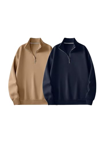 Image of Trillion Half Zipper Solid Sweatshirt for Men (Pack of 2)