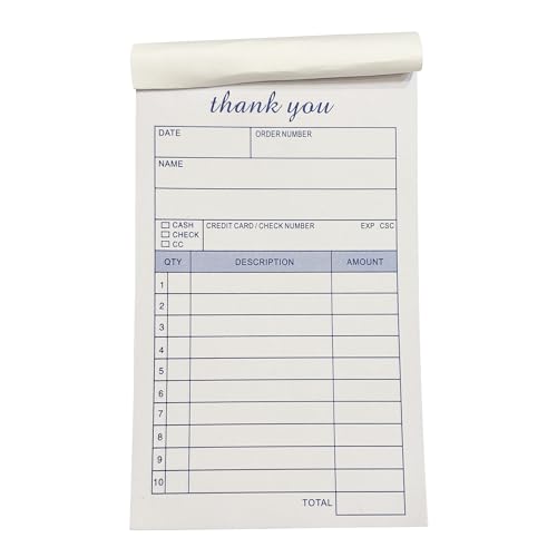 Carnets de reçus sans carbone pour bon de commande et bloc-facture x10