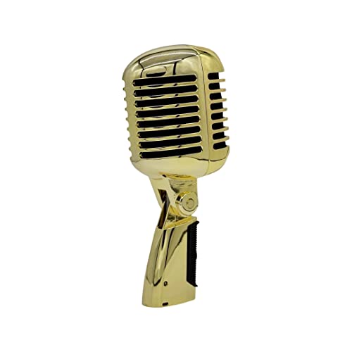 Gold Plated Metal Vintage Metal Condenser Streaming Microphone, Old Retro Vintage Style, Cardioid Mic Wtih Xlr Cable For Streaming, Broadcasting, Studio Recording, Props, Hand Prop, Hand Held #TOP1