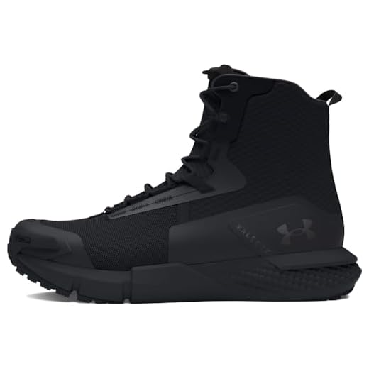 Under Armour UA Charged Valsetz Zip Bottes tactiques pour hommes, chaussures d'alpinisme confortables avec fermeture éclair latérale, noir/noir/gris